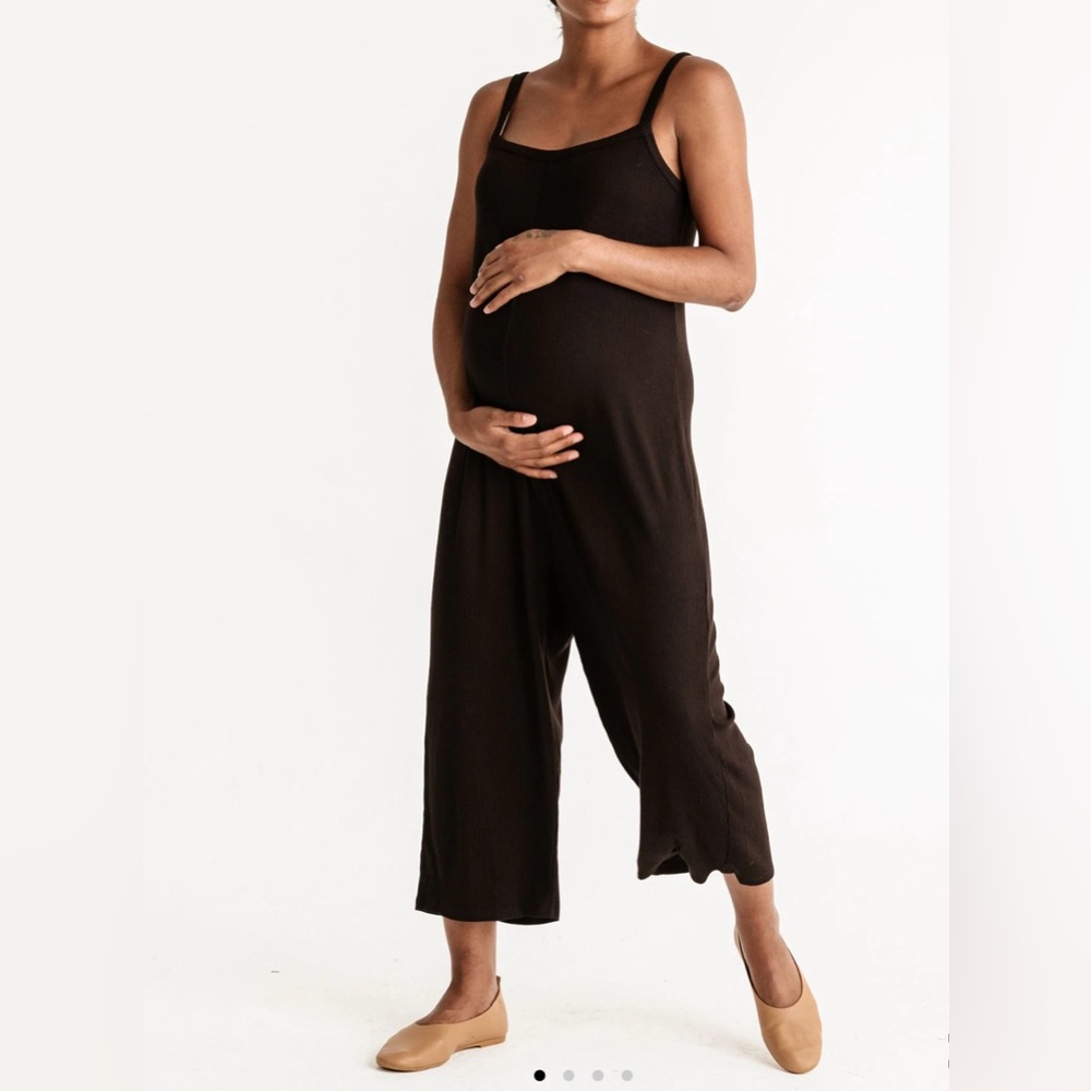 Storq Studio Ribbed Maternity Bump Jumpsuit Black Small Minimalist Lounge
